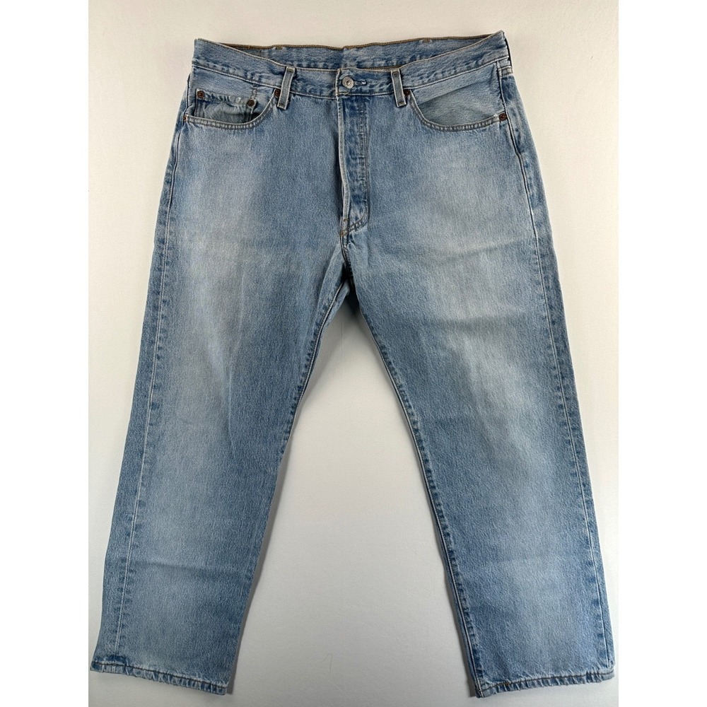 Vtg Levis 501 Button Fly Red Tab Jeans 38x30 (37x29) Faded Wash Straight Leg Y2K